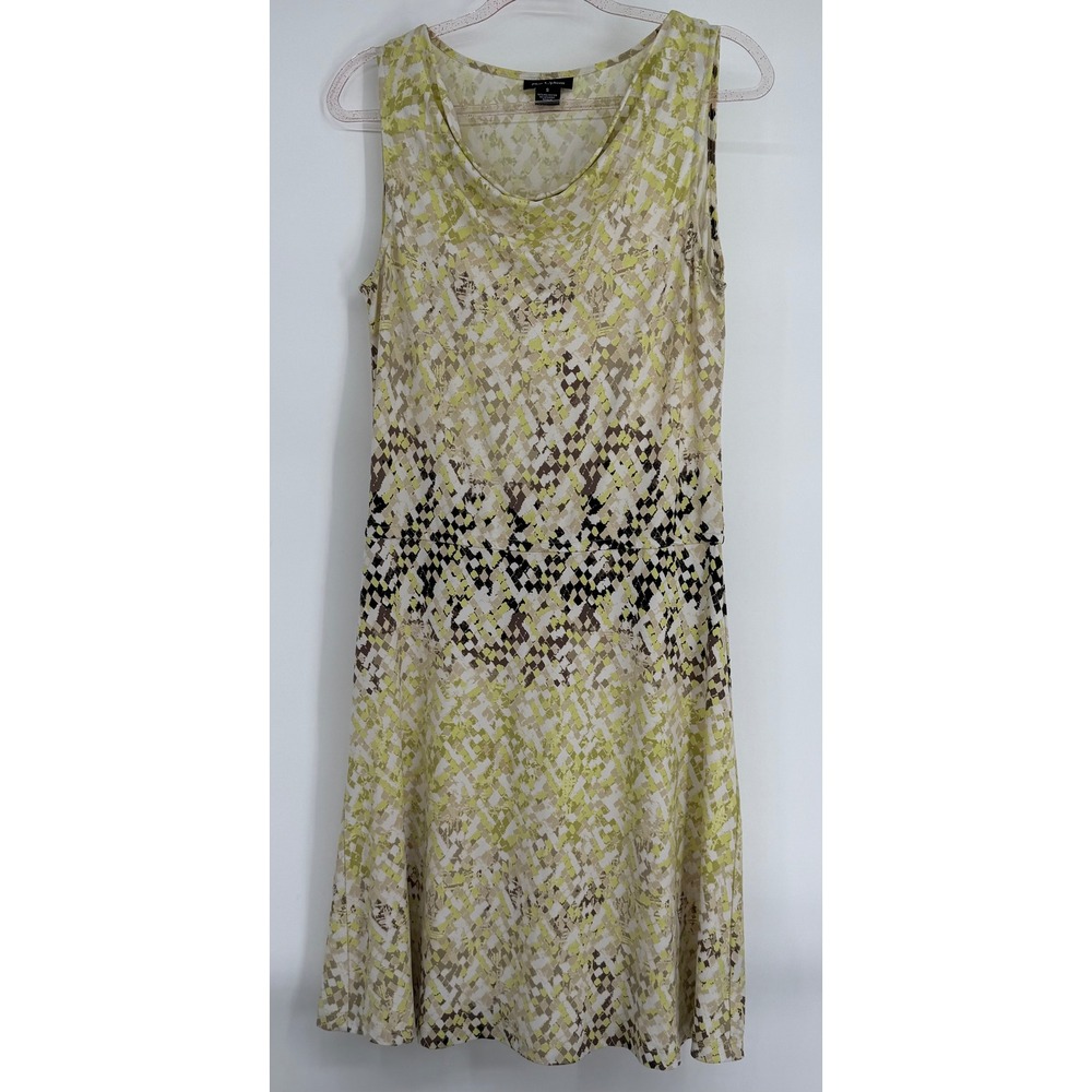 Nue Options Womens Lime Green Geometric Mosaic Cowl Neck Dress Sz S